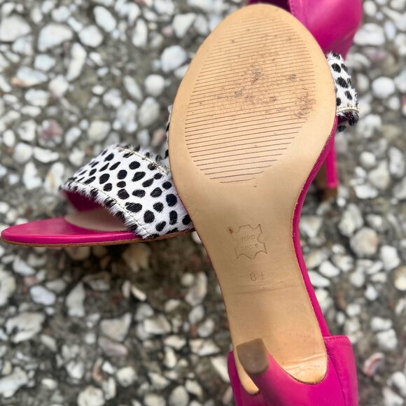 ANDLA Fuchsia Leather Calf Hair Heels 8.5 - Picture 4 of 9